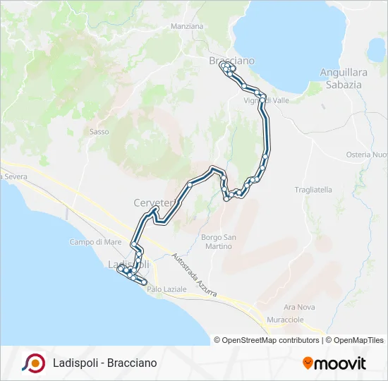 Percorso linea bus COTRAL