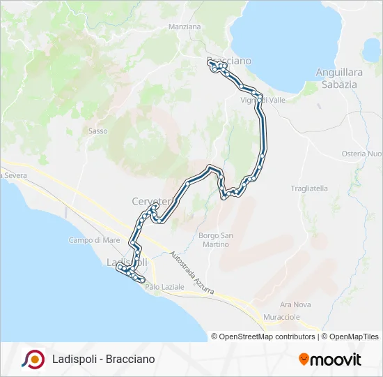 Percorso linea bus COTRAL