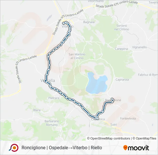 Percorso linea bus COTRAL