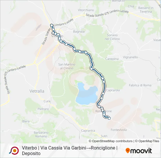 Percorso linea bus COTRAL