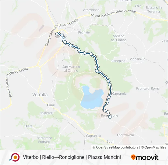 Percorso linea bus COTRAL
