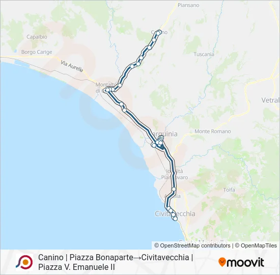 Percorso linea bus COTRAL