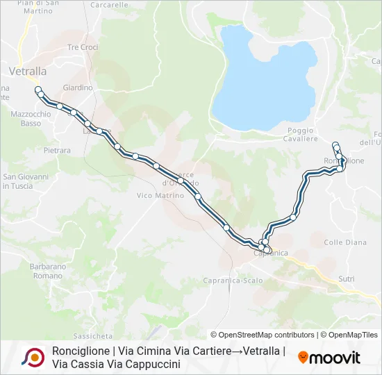 Percorso linea bus COTRAL