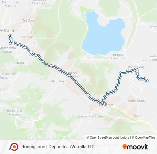 Percorso linea bus COTRAL