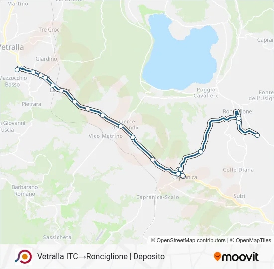 Percorso linea bus COTRAL