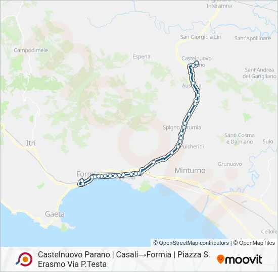 Percorso linea bus COTRAL