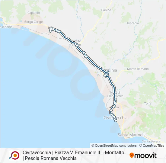 Percorso linea bus COTRAL