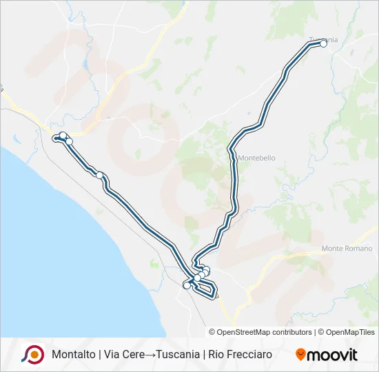 Percorso linea bus COTRAL