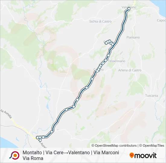 Percorso linea bus COTRAL