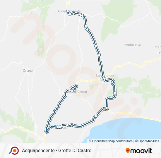 Percorso linea bus COTRAL