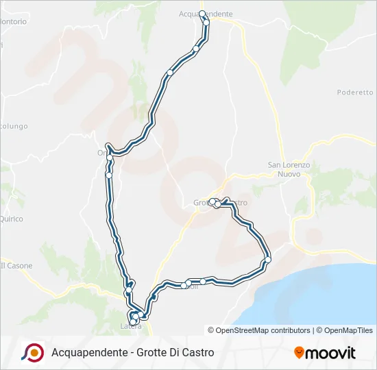 Percorso linea bus COTRAL