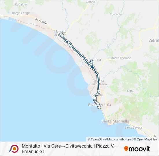Percorso linea bus COTRAL