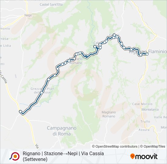 Percorso linea bus COTRAL
