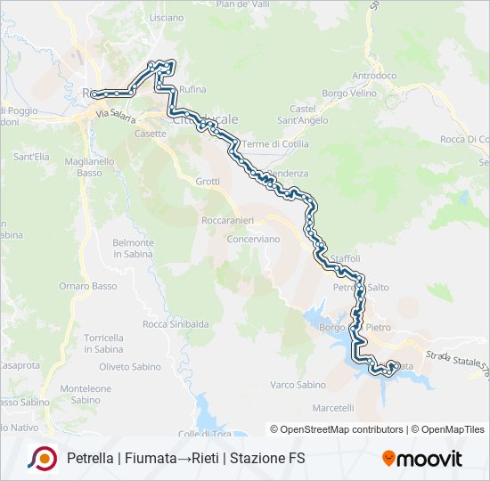 Percorso linea bus COTRAL