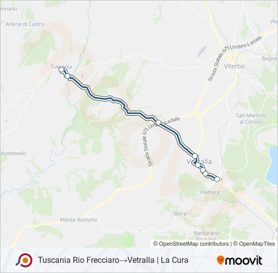 Percorso linea bus COTRAL