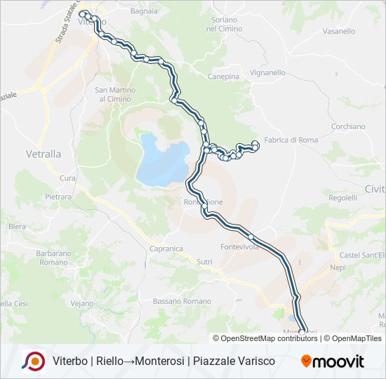 Percorso linea bus COTRAL