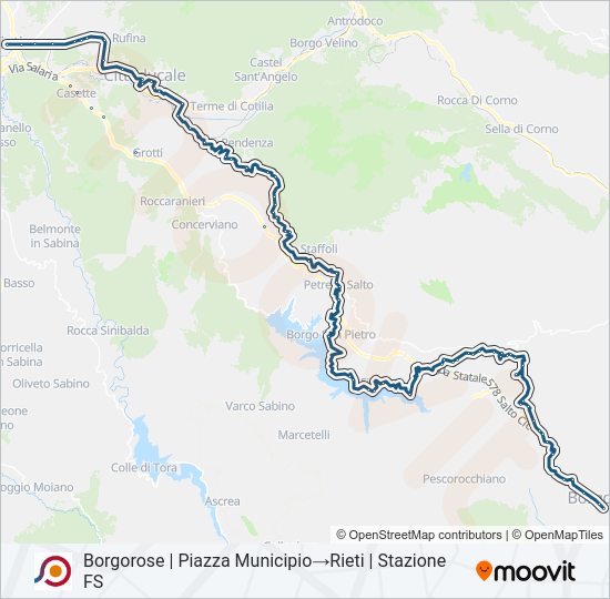 Percorso linea bus COTRAL