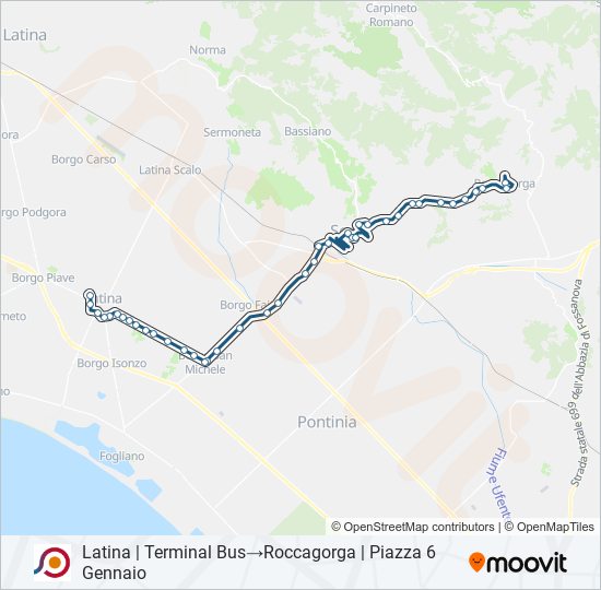 Percorso linea bus COTRAL