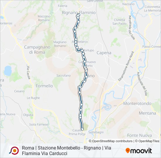 Percorso linea bus COTRAL