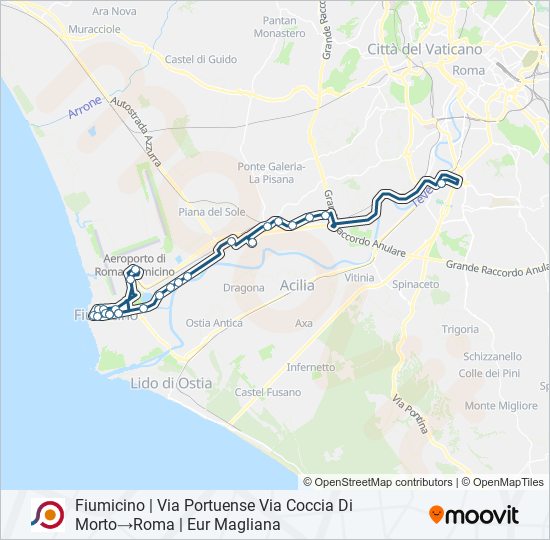 Percorso linea bus COTRAL