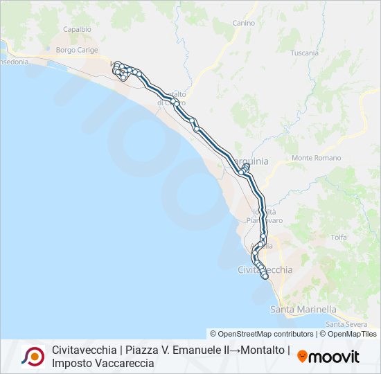 Percorso linea bus COTRAL