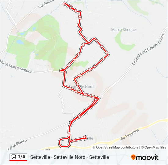 1/A Bus Line Map