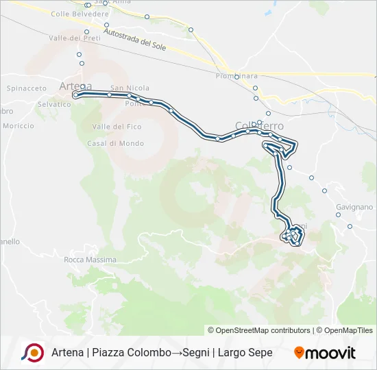 Percorso linea bus COTRAL