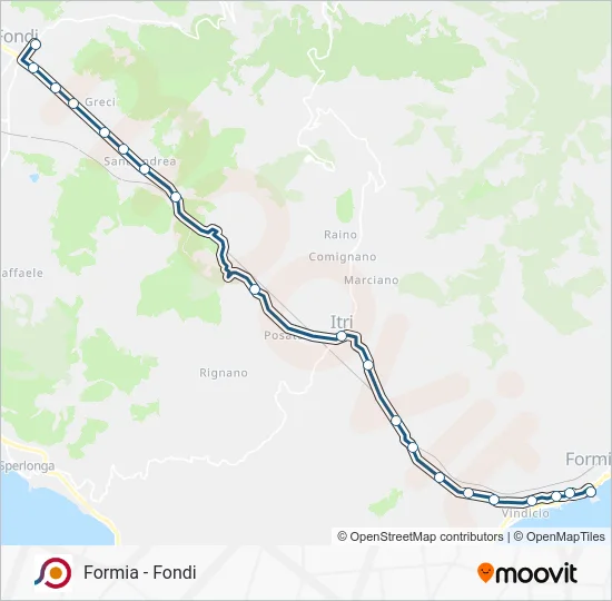 Percorso linea bus COTRAL