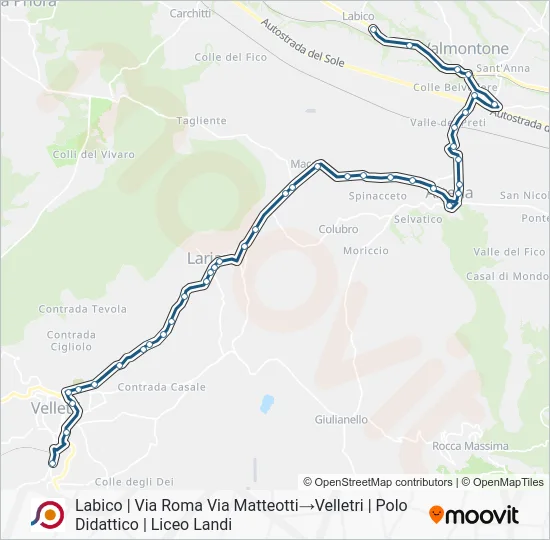 Percorso linea bus COTRAL