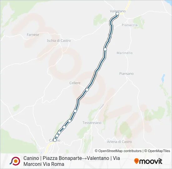 Percorso linea bus COTRAL