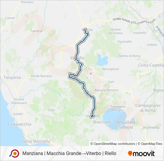Percorso linea bus COTRAL
