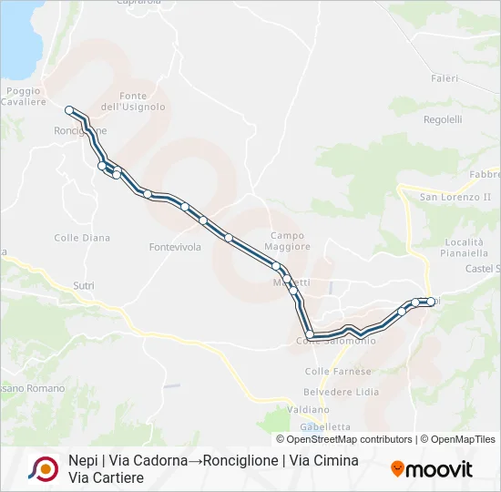 Percorso linea bus COTRAL
