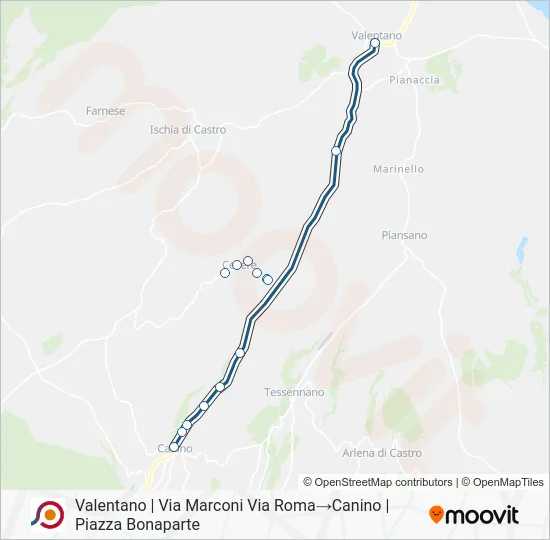 Percorso linea bus COTRAL