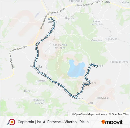 Percorso linea bus COTRAL