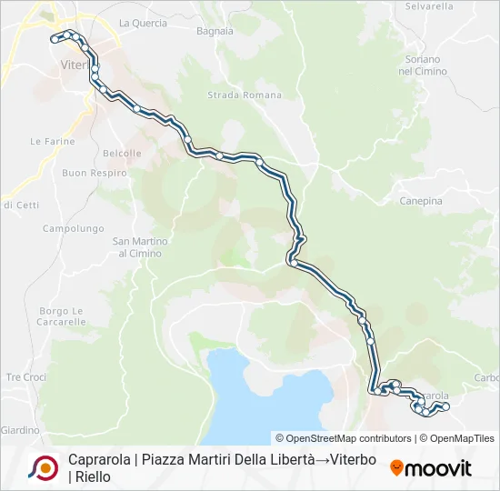 Percorso linea bus COTRAL