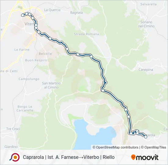 Percorso linea bus COTRAL