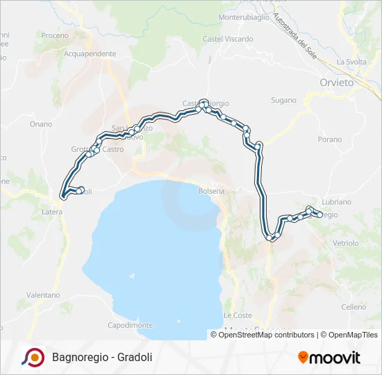 Percorso linea bus COTRAL