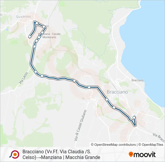 Percorso linea bus COTRAL