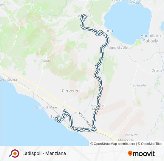 Percorso linea bus COTRAL