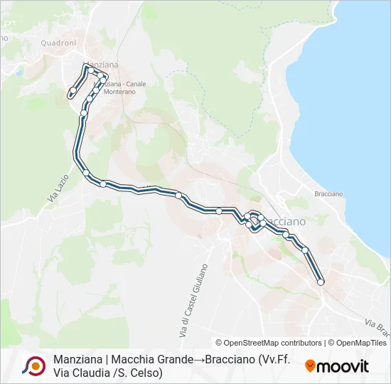 Percorso linea bus COTRAL