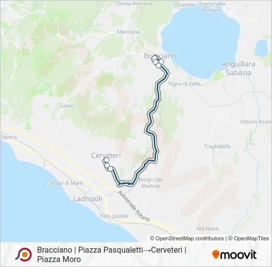 Percorso linea bus COTRAL