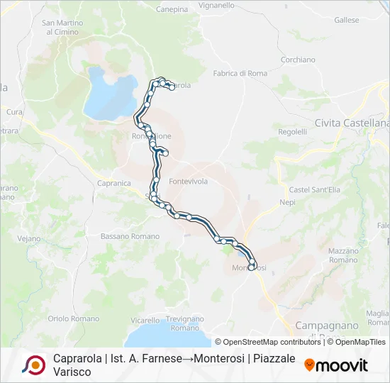 Percorso linea bus COTRAL