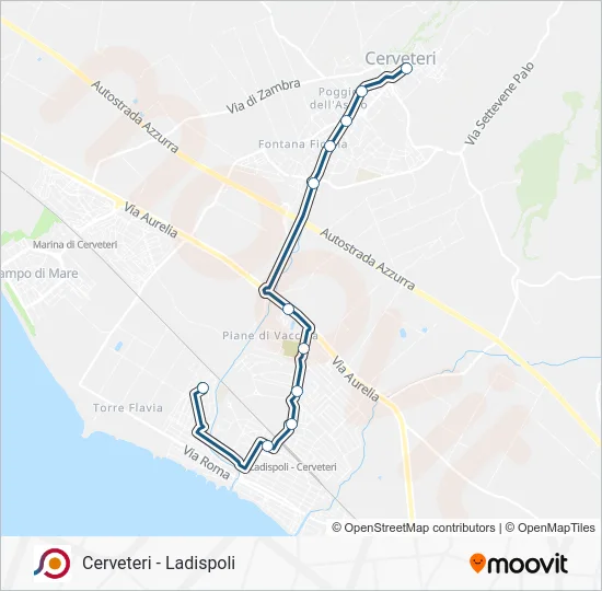 Percorso linea bus COTRAL