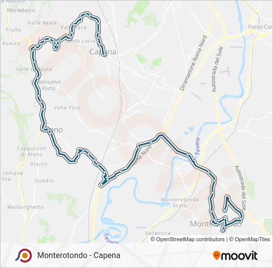 Percorso linea bus COTRAL