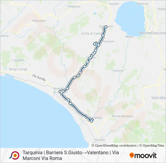 Percorso linea bus COTRAL