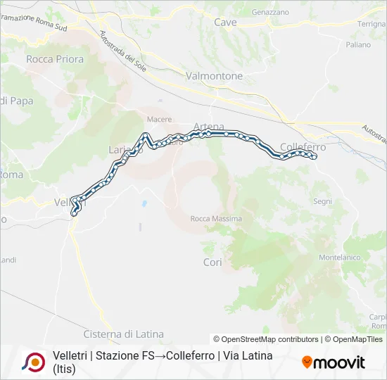 Percorso linea bus COTRAL
