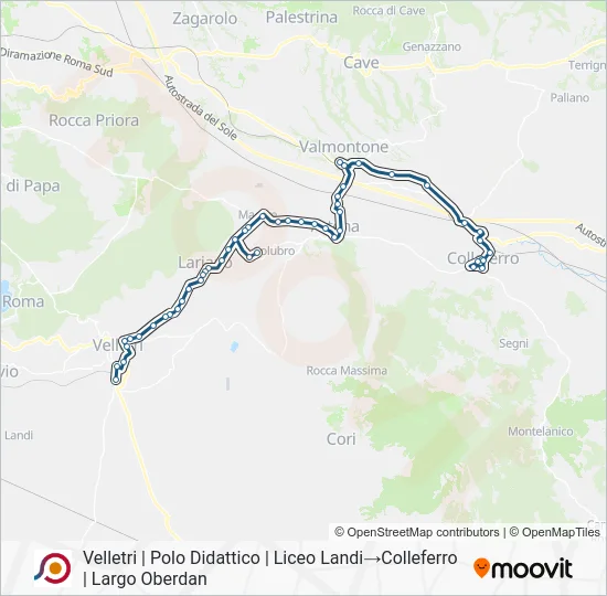 Percorso linea bus COTRAL