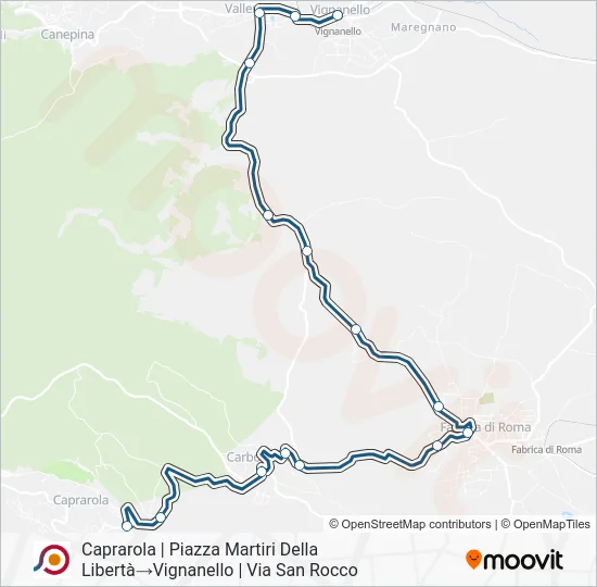Percorso linea bus COTRAL