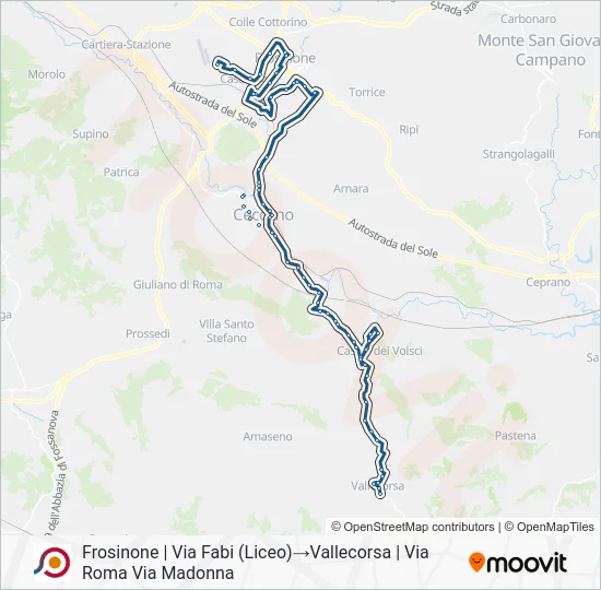 Percorso linea bus COTRAL