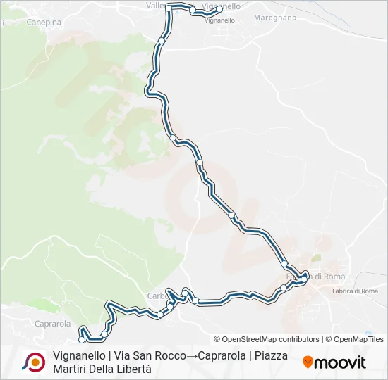 Percorso linea bus COTRAL